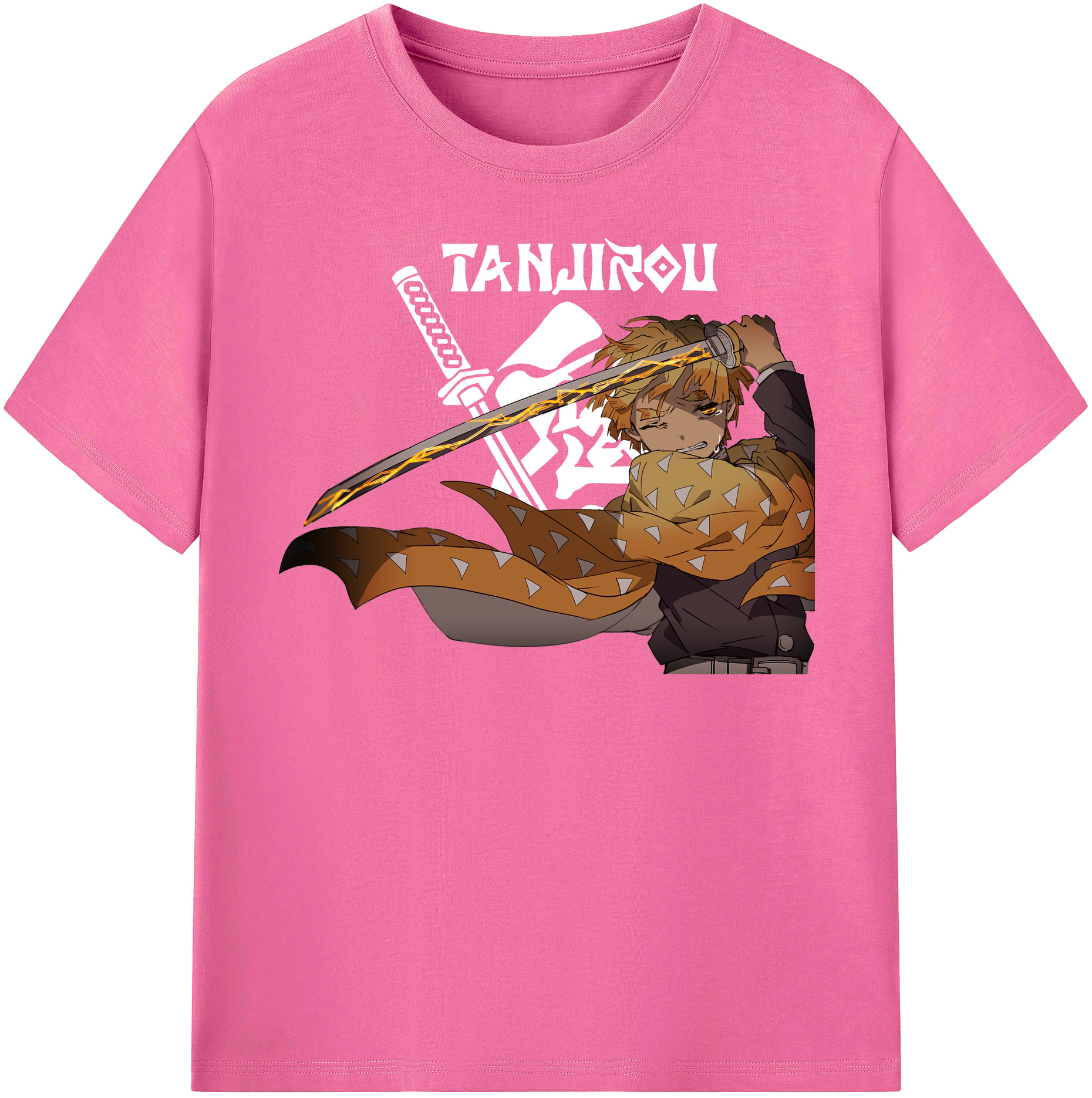 （画像用） 鬼滅の刃（きめつのやいば）我妻 善逸／あがつま ぜんいつ Agatsuma Zenitsu レディースカジュアルプリントTシャツ（綿100％）